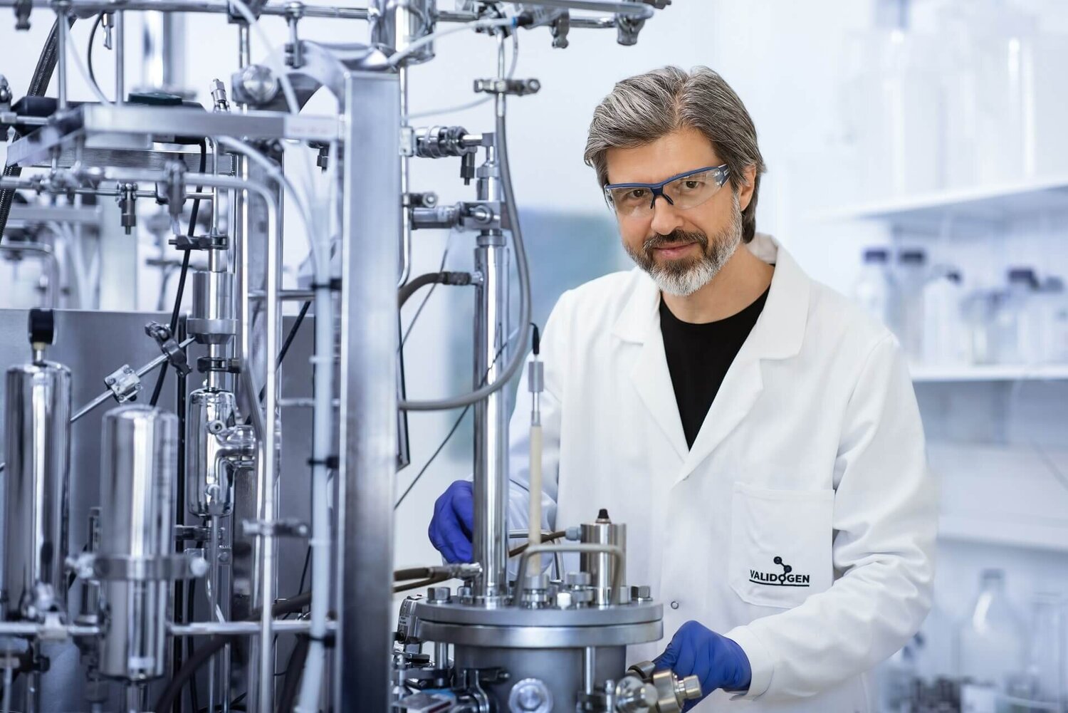 A fermentation scientist working on a Pichia bioreactor 