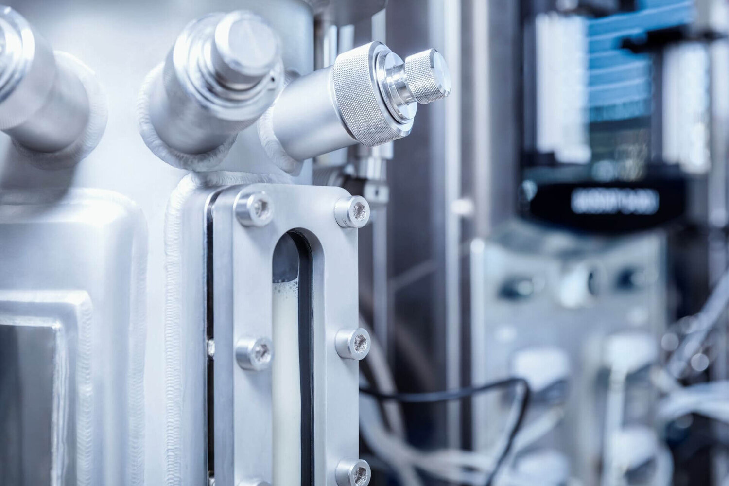 Close-up of a bioreactor sight glass